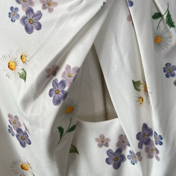 Alexia Admor "janine" Crew neck body-con white floral mid length Dress cut out L - Picture 4 of 8